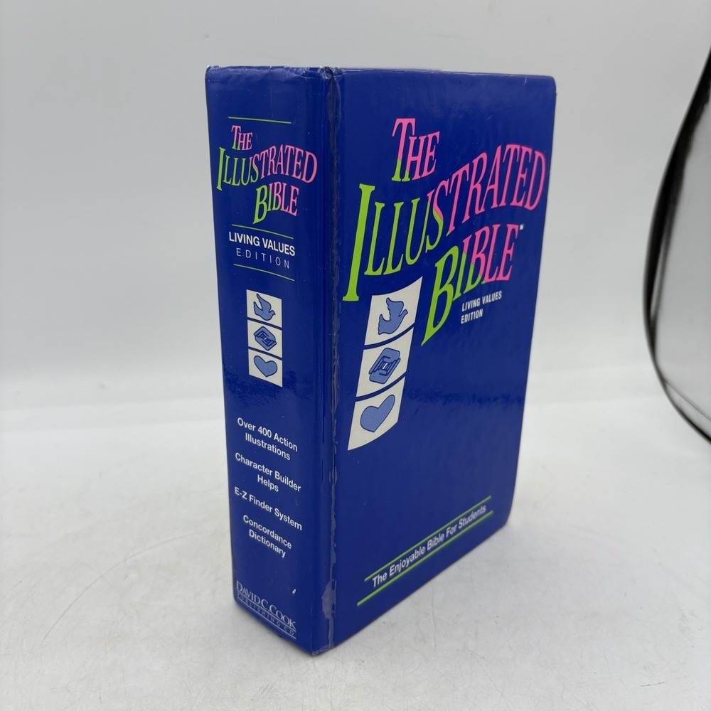 Vintage The Illustrated Bible Living Values Edition Student Blue Hardcover 1990